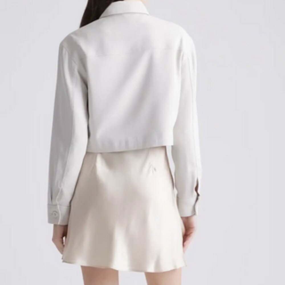 NWT Quince Stretch Crepe Cropped Jacket in Sand Sz XS - Picture 7 of 9